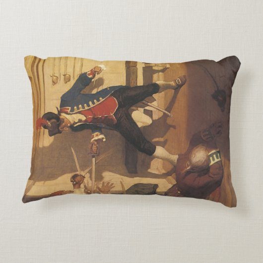 ヴィンテージ海賊キャプテン、NCワイエスによる剣の戦い アクセントクッション (裏面)