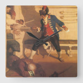 ヴィンテージ海賊キャプテン、NCワイエスによる剣の戦い スクエア壁時計 (正面)