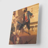 ヴィンテージ海賊キャプテン、NCワイエスによる剣の戦い スクエア壁時計 (傾斜)