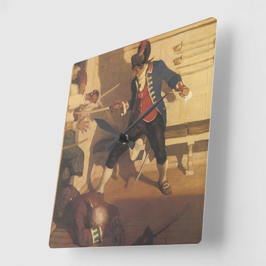 ヴィンテージ海賊キャプテン、NCワイエスによる剣の戦い スクエア壁時計 (傾斜)