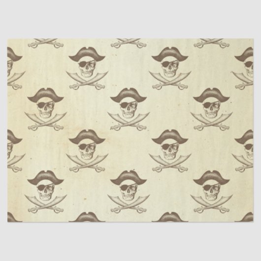 ヴィンテージ海賊スカルとシューズ・オン・クリーム・デコパージュ 薄葉紙 (正面)