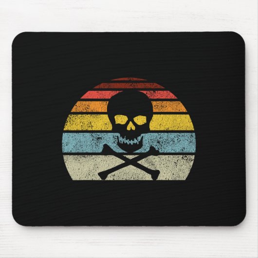 ヴィンテージ海賊スカルクロスボーンズ国旗レトロスタイルH マウスパッド (正面)