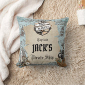 ヴィンテージ海賊トレジャーマップアホイマテイいかりボーイ クッション (ブランケット)