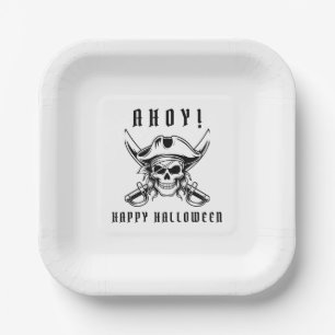 ヴィンテージ海賊ドクロ ハロウィン ペーパープレート