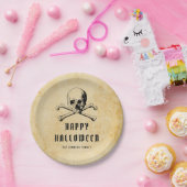 ヴィンテージ海賊ドクロ&骸骨ハロウィン ペーパープレート (パーティー)
