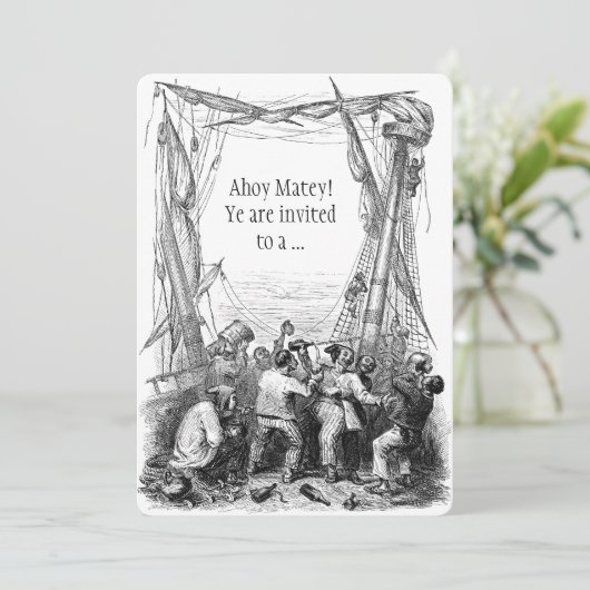 ヴィンテージ海賊バースデーパーティーへの招待 招待状 (スタンド正面)