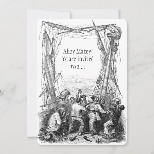ヴィンテージ海賊バースデーパーティーへの招待 招待状 (正面)