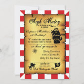 ヴィンテージ海賊パーティー、誕生日招待状。 招待状 (正面)