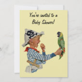 ヴィンテージ海賊ボーイwオウム赤ちゃんシャワー招待状 招待状 (正面)