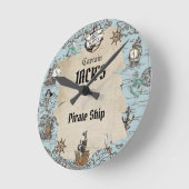 ヴィンテージ海賊地図いかりボーイ航海のベッドルーム ラウンド壁時計 (傾斜)