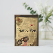 ヴィンテージ海賊地図、金ゴールドコインとヴィンテージルック ポストカード (スタンド正面)