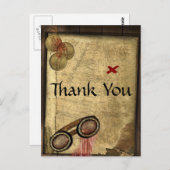 ヴィンテージ海賊地図、金ゴールドコインとヴィンテージルック ポストカード (正面/裏面)