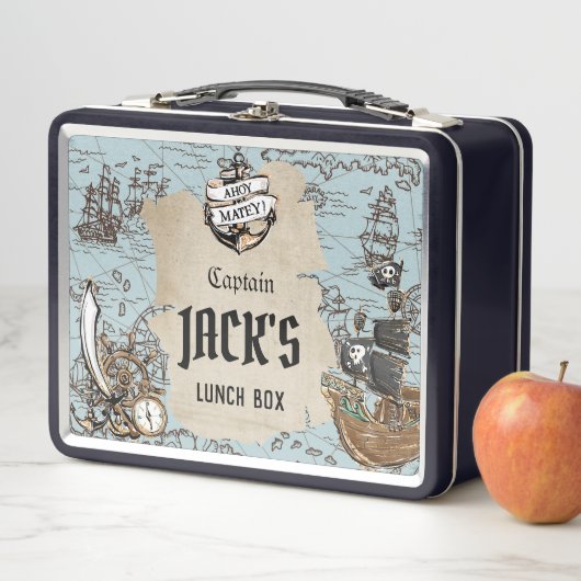 ヴィンテージ海賊宝地図航海のいかり巻 メタルランチボックス (インサイチュ)