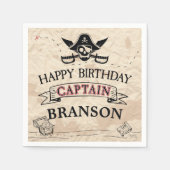 ヴィンテージ海賊宝物地図ハッピーバースデー スタンダードカクテルナプキン (正面)