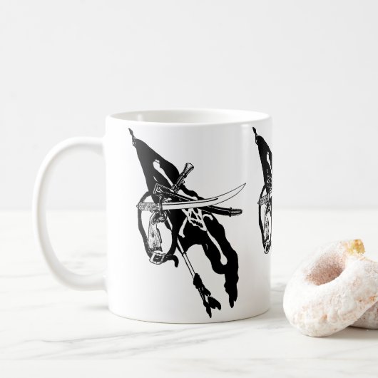 ヴィンテージ海賊旗、ジョリー・ロジャー スカルクロスボーンズ コーヒーマグカップ (ドーナツ)