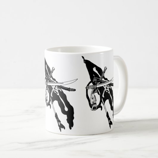 ヴィンテージ海賊旗、ジョリー・ロジャー スカルクロスボーンズ コーヒーマグカップ (正面右)