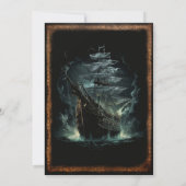 ヴィンテージ海賊版スカルブラックハローウィンパーティ 招待状 (裏面)