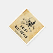 ヴィンテージ海賊版スカル&ボーンズハロウィーン スタンダードカクテルナプキン (角)