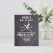 ヴィンテージ海賊版スカル&ボーンズブラックハローウィンパーティ インビテーションポストカード (スタンド正面)
