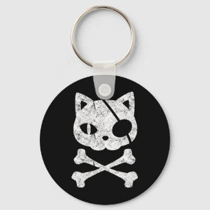 ヴィンテージ海賊猫キッテンハロウィーンスカルクロスボー キーホルダー