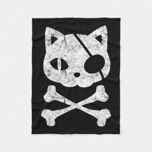 ヴィンテージ海賊猫キッテンハロウィーンスカルクロスボー フリースブランケット