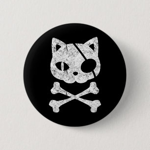ヴィンテージ海賊猫キッテンハロウィーンスカルクロスボー 缶バッジ