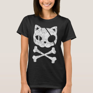 ヴィンテージ海賊猫キッテンハロウィーンスカルクロスボー Tシャツ