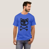 ヴィンテージ海賊猫キッテンハロウィーンスカルクロスボー Tシャツ (正面フル)