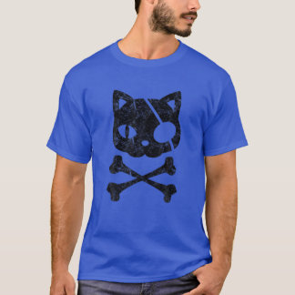 ヴィンテージ海賊猫キッテンハロウィーンスカルクロスボー Tシャツ