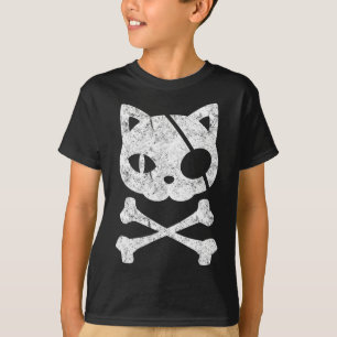 ヴィンテージ海賊猫キッテンハロウィーンスカルクロスボー Tシャツ