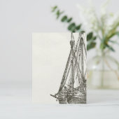 ヴィンテージ海賊船イラストレーションポストカード ポストカード (スタンド正面)