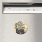 ヴィンテージ海賊船ガレオン・セーリング・オン・ザ・海 マグネット (インサイチュ (食洗機))