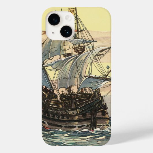 ヴィンテージ海賊船ガレオン・セーリング・オン・ザ・海 Case-Mate iPhoneケース (裏面)