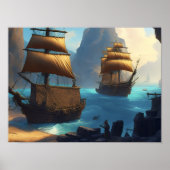 ヴィンテージ海賊船出航ポスター ポスター (正面)