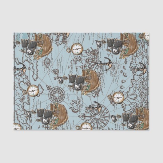 ヴィンテージ海賊船宝の地図デコップクラフト 薄葉紙 (正面)