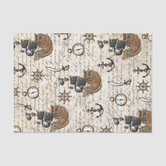 ヴィンテージ海賊船状の切り航海の離 薄葉紙 (正面)