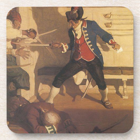 ヴィンテージ海賊船長、剣闘によるNC Wyeth コースター (正面)