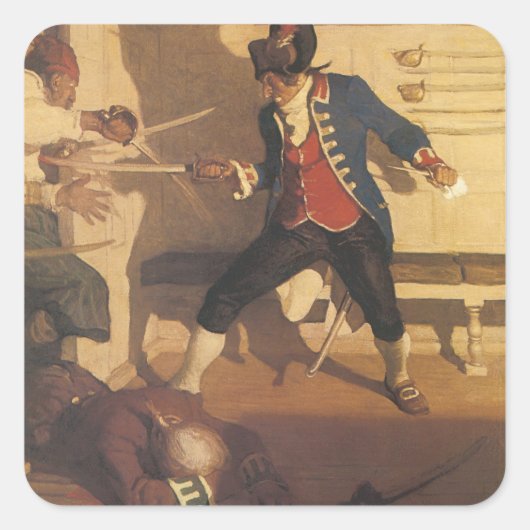 ヴィンテージ海賊船長、剣闘によるNC Wyeth スクエアシール (正面)