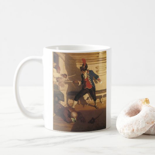 ヴィンテージ海賊船長、NC Wyethによる剣闘 コーヒーマグカップ (ドーナツ)