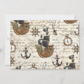 ヴィンテージ海賊誕生日パーティーアホイマテイマップ写真 招待状 (裏面)