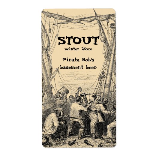 ヴィンテージ海賊難破船自家醸造ビールラベル ラベル (正面)