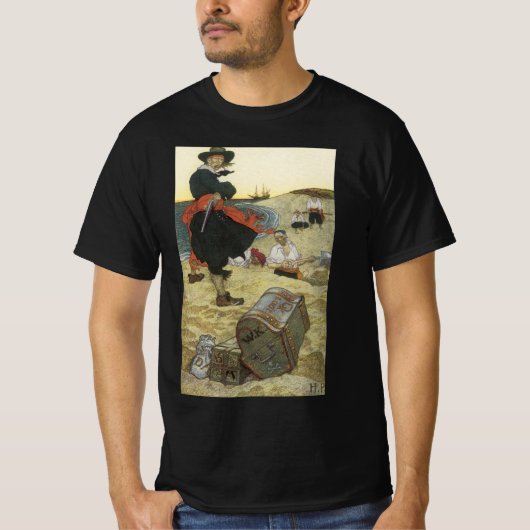 ヴィンテージ海賊、ウィリアム・キッドの宝物埋葬 Tシャツ (正面)