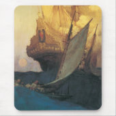 ヴィンテージ海賊、ハワード・ピレによるガレオン攻撃 マウスパッド (正面)