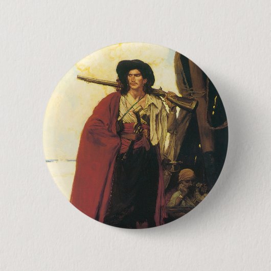 ヴィンテージ海賊 バカニヤは絵になる人物だった 缶バッジ (正面)