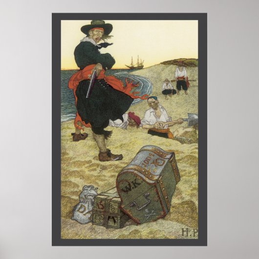ヴィンテージ海賊、宝島のウィリアム・キッド ポスター (正面)