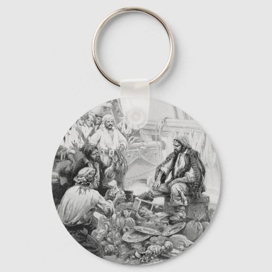 ヴィンテージ海賊、宝物と戦利品を数える キーホルダー (正面)