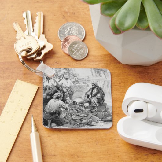 ヴィンテージ海賊、宝物と戦利品を数える キーホルダー (デスク)