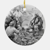 ヴィンテージ海賊、宝物と戦利品を数える セラミックオーナメント (裏面)