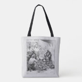 ヴィンテージ海賊、宝物と戦利品を数える トートバッグ (裏面)