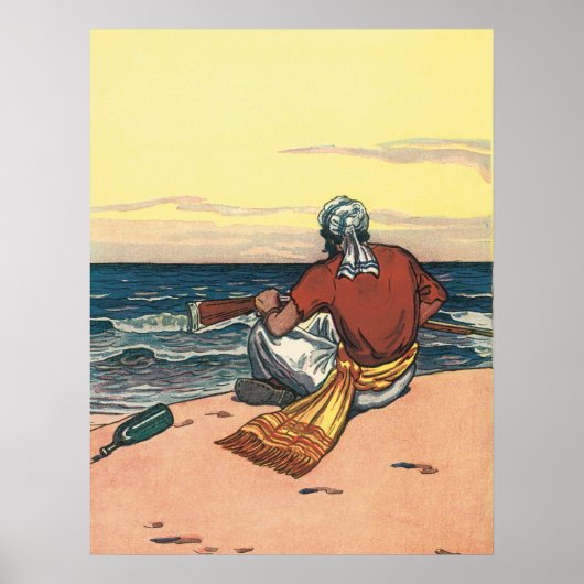 ヴィンテージ海賊、無人島に上陸した海賊 ポスター (正面)